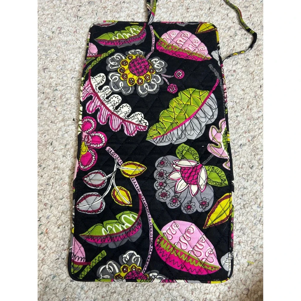 Vera Bradley‎ Jewelry Case Roll Black Floral Travel Organizer Cosmetic Bag